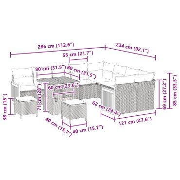 VidaXL Σετ 12 Τεμαχίων Κήπου Με Μαξιλάρια Μπεζ Ρατάν Ακακία, VidaXL Σετ 3 Τεμαχίων Κήπου Με Μαξιλάρια Μπεζ Ρατάν Ακακία