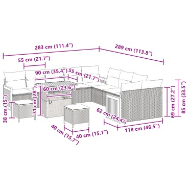 vidaXL 13 κομματιών Σαλονάκι Κήπου με Μαξιλάρια Μπεζ Πολυ Ράταν