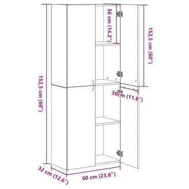 vidaXL Γραφείο Ντουλάπι Μαύρη Οξυά 60x32x152,5 εκ