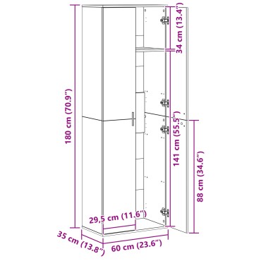vidaXL Υψηλή Ντουλάπα Παλιό Ξύλο 60x35x180cm Κατασκευασμένο Ξύλο