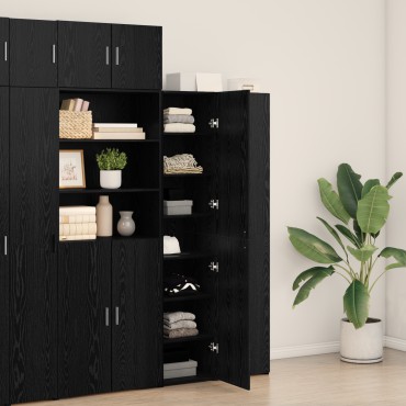 vidaXL Υψηλός μπουφές Μαύρος Δρυός 40x42.5x185cm Επεξεργασμένο Ξύλο 1 τεμ.