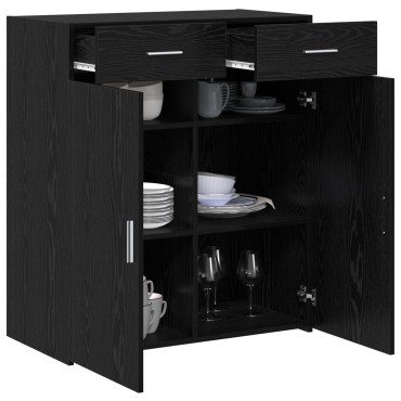 vidaXL ντουλάπα αποθήκευσης Μαύρης Δρυς 80x42.5x93.5cm Επεξεργασμένο Ξύλο 1 τεμ.