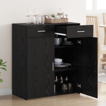 vidaXL ντουλάπα αποθήκευσης Μαύρης Δρυς 80x42.5x93.5cm Επεξεργασμένο Ξύλο 1 τεμ.