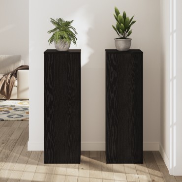 vidaXL Βάσεις Φυτών 2 τμχ Μαύρη Βελανιδιά 33x33x100 εκ. Επεξεργασμένο Ξύλο