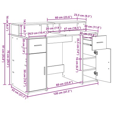 vidaXL Γραφείο Μαύρη Οξιά 120x55x91cm Συνθετικό ξύλο 1 τεμ.