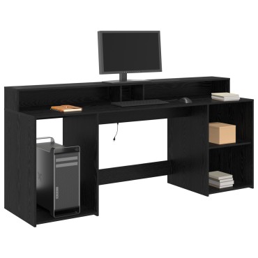 vidaXL Γραφείο Μαύρη Δρυς 200x55x91cm Επεξεργασμένο Ξύλο 1 τεμ.
