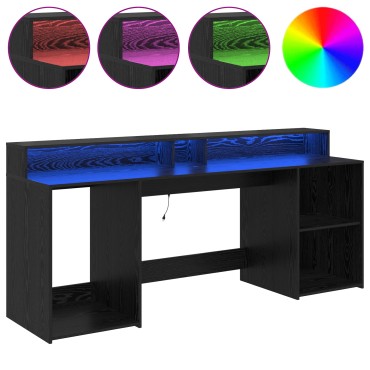 vidaXL Γραφείο Μαύρη Δρυς 200x55x91cm Επεξεργασμένο Ξύλο 1 τεμ.