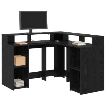 vidaXL Γραφείο Μαύρος Δρυς 130x130x91cm Επεξεργασμένο Ξύλο 1 τεμ.
