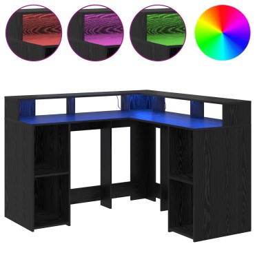 vidaXL Γραφείο Μαύρος Δρυς 130x130x91cm Επεξεργασμένο Ξύλο 1 τεμ.