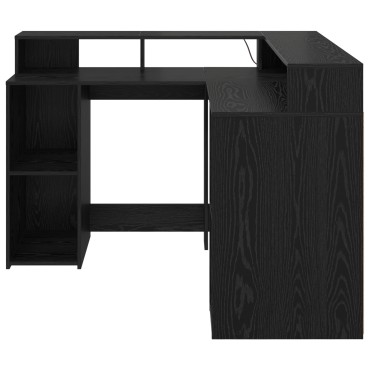 vidaXL Γραφείο Μαύρος Δρυς 130x130x91cm Επεξεργασμένο Ξύλο 1 τεμ.