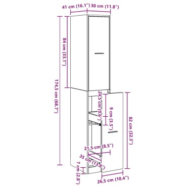 vidaXL Φαρμακευτική Ντουλάπα Μοτίβο Μοτίβο 30x41x174,5cm
