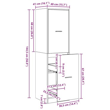 vidaXL Φαρμακοποιϊκή Ντουλάπα Μαύρη δρυς 40x41x144.5cm