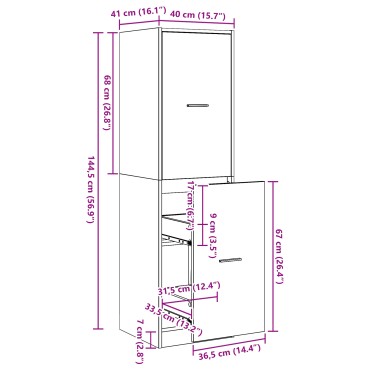 vidaXL Φαρμακοποιϊκή Ντουλάπα Μαύρη δρυς 40x41x144.5cm