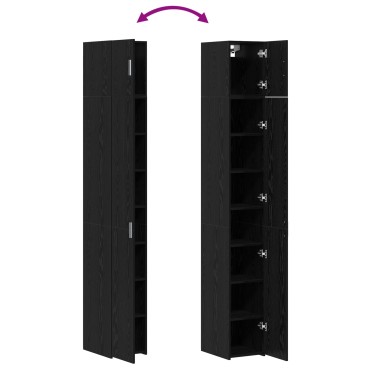 vidaXL Slim Storage Cabinet Μαύρος Δρυς 30x42.5x225cm Επεξεργασμένο Ξύλο 1 τεμ.