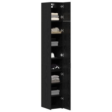 vidaXL Slim Storage Cabinet Μαύρος Δρυς 30x42.5x225cm Επεξεργασμένο Ξύλο 1 τεμ.