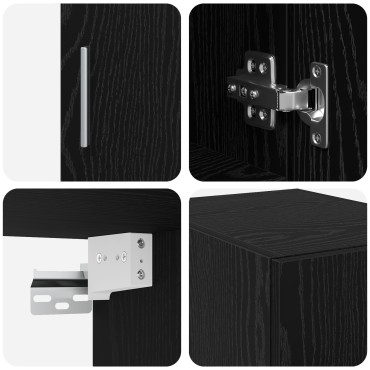 vidaXL Slim Storage Cabinet Μαύρος Δρυς 30x42.5x225cm Επεξεργασμένο Ξύλο 1 τεμ.