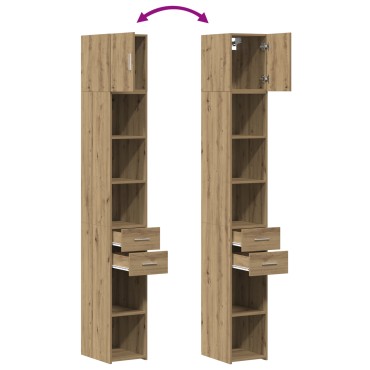 vidaXL Slim Storage Cabinet Δρυς 30x42.5x225cm Επεξεργασμένο Ξύλο 1 τεμ.