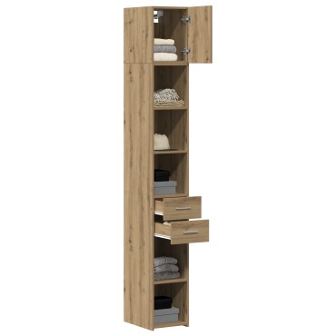 vidaXL Slim Storage Cabinet Δρυς 30x42.5x225cm Επεξεργασμένο Ξύλο 1 τεμ.