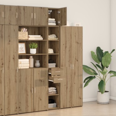 vidaXL Slim Storage Cabinet Δρυς 30x42.5x225cm Επεξεργασμένο Ξύλο 1 τεμ.