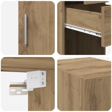 vidaXL Slim Storage Cabinet Δρυς 30x42.5x225cm Επεξεργασμένο Ξύλο 1 τεμ.