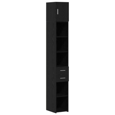vidaXL Slim Storage Cabinet Μαύρος Δρυός 30x42.5x225cm Μηχανουργικό Ξύλο 1 τεμ.