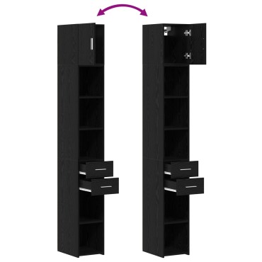 vidaXL Slim Storage Cabinet Μαύρος Δρυός 30x42.5x225cm Μηχανουργικό Ξύλο 1 τεμ.