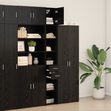 vidaXL Slim Storage Cabinet Μαύρος Δρυός 30x42.5x225cm Μηχανουργικό Ξύλο 1 τεμ.