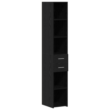 vidaXL Slim Storage Cabinet Μαύρος Δρυός 30x42.5x225cm Μηχανουργικό Ξύλο 1 τεμ.