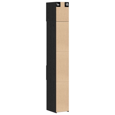 vidaXL Slim Storage Cabinet Μαύρος Δρυός 30x42.5x225cm Μηχανουργικό Ξύλο 1 τεμ.