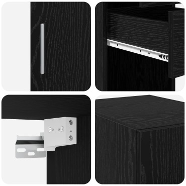 vidaXL Slim Storage Cabinet Μαύρος Δρυός 30x42.5x225cm Μηχανουργικό Ξύλο 1 τεμ.