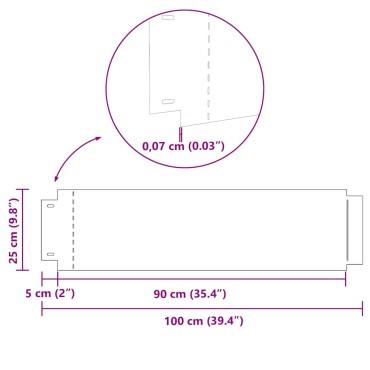 vidaXL Περιγράμματα γκαζόν 20 τμχ. 100 x 25 x 0,07 εκ. Ασημί