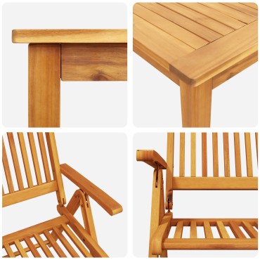 vidaXL Σέτ φαγητού για κήπο 7 τεμ. Καφέ Στερεό Ξύλο Ακακίας 200x100x74cm