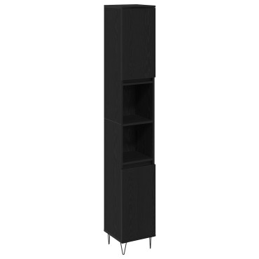 vidaXL Σετ Επίπλων Μπάνιου 3 τεμ. Μαύρη Οξυά 30x30x180cm
