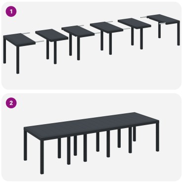 vidaXL Τραπέζι Κήπου Ανθρακί 300x100x73cm Poly Rattan 1 τεμ.