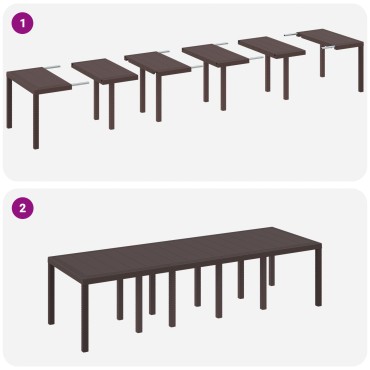 vidaXL Τραπέζι Κήπου Καφέ 300x100x73cm Poly Rattan 1 τεμ.