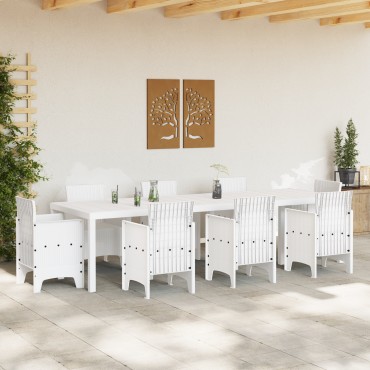 vidaXL Τραπέζι Κήπου Λευκό 300x100x73cm Πολυ Ρατάν 1 τεμ.