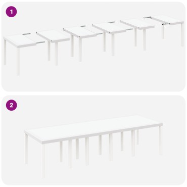 vidaXL Τραπέζι Κήπου Λευκό 300x100x73cm Πολυ Ρατάν 1 τεμ.