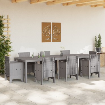 vidaXL Τραπέζι Κήπου Ανοιχτό Γκρι 300x100x73cm Πολυ Ρατάν 1 τεμ.