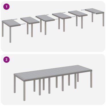 vidaXL Τραπέζι Κήπου Ανοιχτό Γκρι 300x100x73cm Πολυ Ρατάν 1 τεμ.