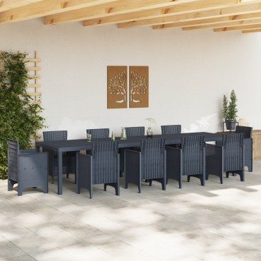 vidaXL Τραπέζι Κήπου Ανθρακί 350x100x73cm Πολυ Ράτταν 1 τεμ.