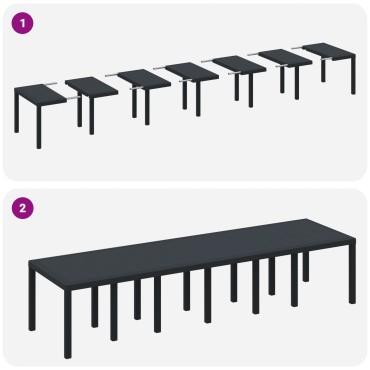vidaXL Τραπέζι Κήπου Ανθρακί 350x100x73cm Πολυ Ράτταν 1 τεμ.
