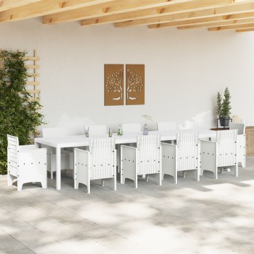 vidaXL Τραπέζι Κήπου Λευκό 350x100x73cm Πολυ Ράττα 1 τεμ.