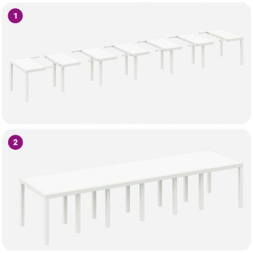 vidaXL Τραπέζι Κήπου Λευκό 350x100x73cm Πολυ Ράττα 1 τεμ.