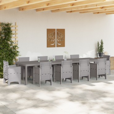 vidaXL Τραπέζι Κήπου Ανοιχτό Γκρι 350x100x73cm Poly Rattan 1 τεμ.