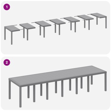 vidaXL Τραπέζι Κήπου Ανοιχτό Γκρι 350x100x73cm Poly Rattan 1 τεμ.