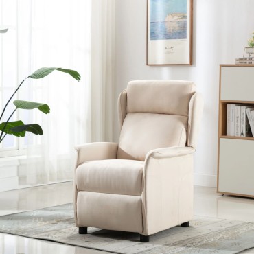 vidaXL Καρέκλα μασάζ με μαξιλάρι Κρεμ 93.5 x 67.5 x 101.5 εκ. ύφασμα