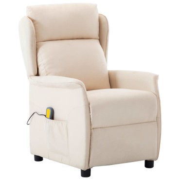 vidaXL Καρέκλα μασάζ Κρεμ 93.5 x 67.5 x 101.5 εκ. ύφασμα