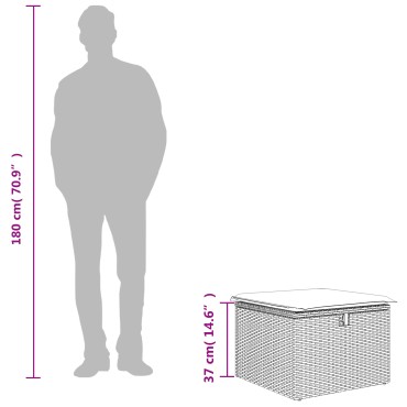 vidaXL Σκαμπό Κήπου με μαξιλάρι Γκρι 55x55x37cm συνθετικό ρατάν 1 τεμ.