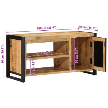 vidaXL Παγκάκι Παπουτσιών 100x40x50cm Μασίφ Ξύλο Μάνγκο 1 τεμ.