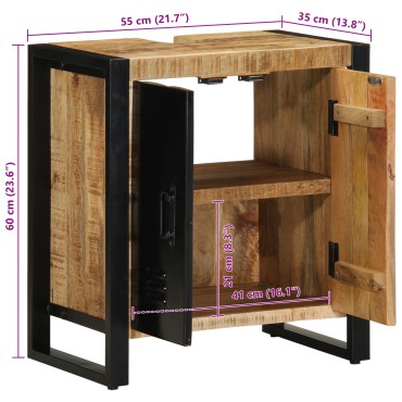 vidaXL Ντουλάπι Μπάνιου 55x35x60cm Μασίφ Ξύλο Μάνγκο